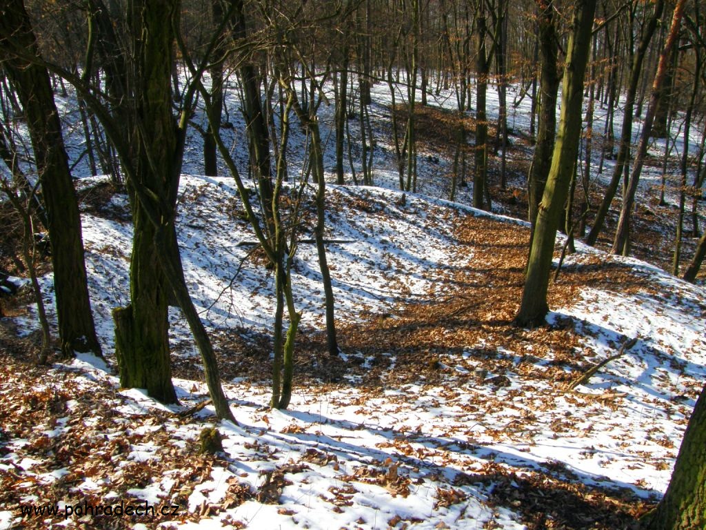 i hlavní část jádra hradu_za ní západní příkop