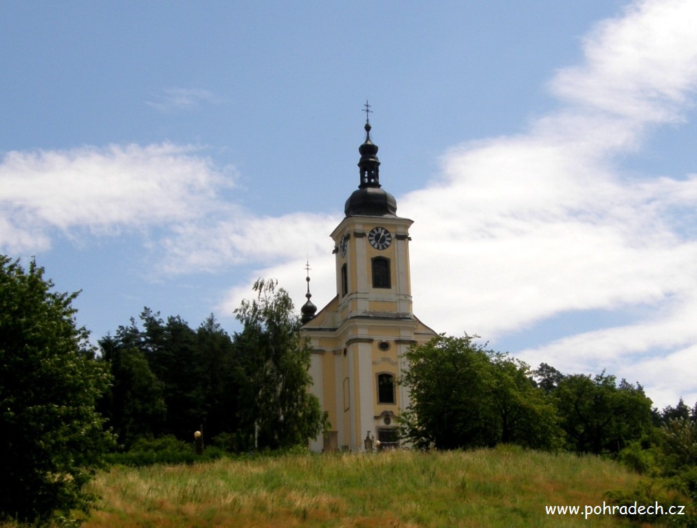 e Konecchlumský kostel severně od tvrze